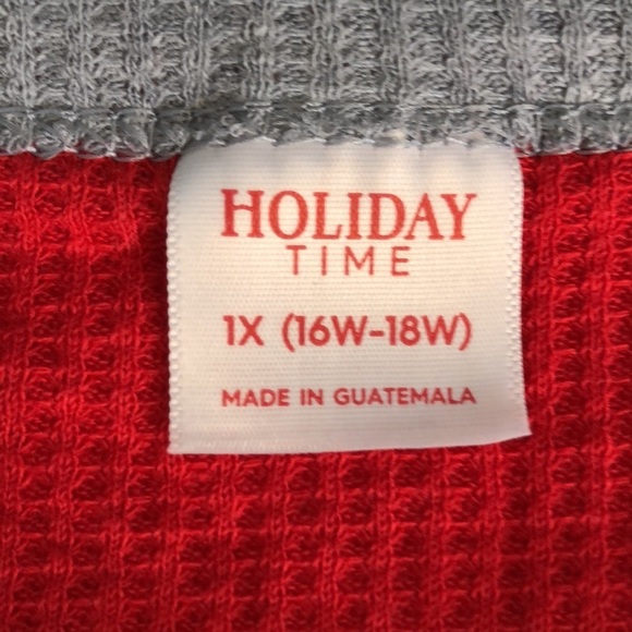 HOLIDAY TIME Tee Shirt 4/3 Sleeve Red/Gray Size 1X (16W-18W) - Picture 9 of 12
